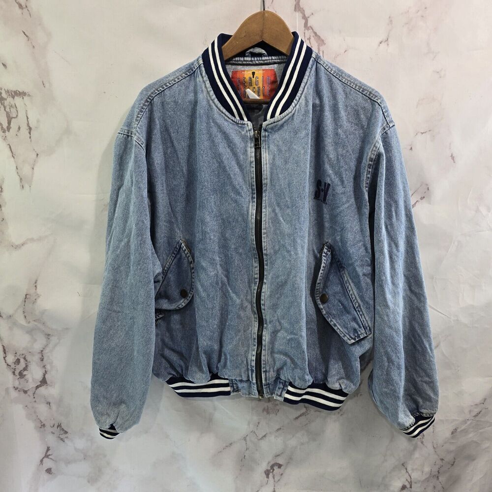 Vintage Denim Jacket Mens Small Bomber Light Wash Jean 80s 90s Sergio Valente